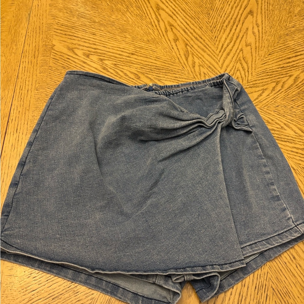 Denim Wrap Shorts